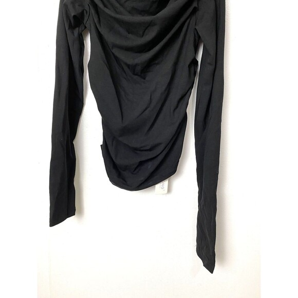 Darong Womens Long Sleeves Shirt Black Off The Shoulder Ruched Size M - Picture 9 of 10